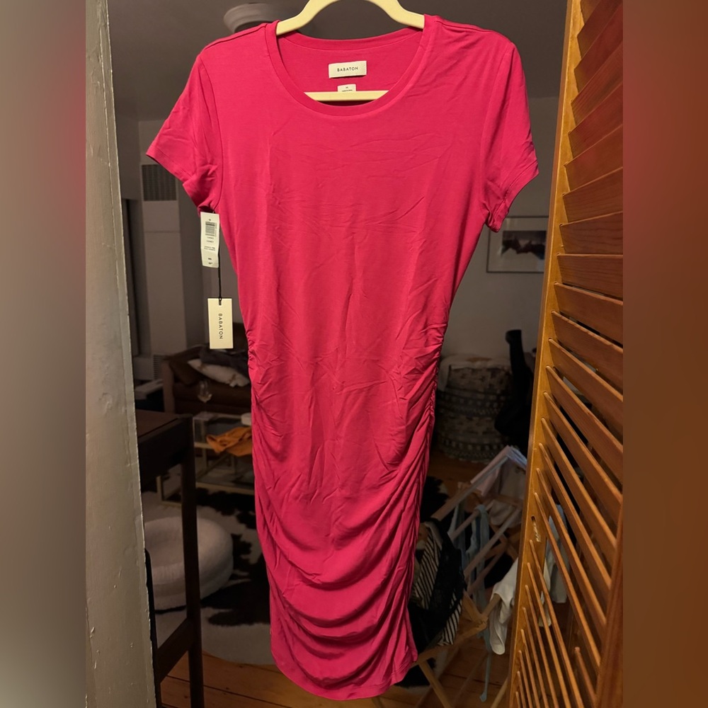 Babaton Vibrant Pink Scrunch Mini Dress